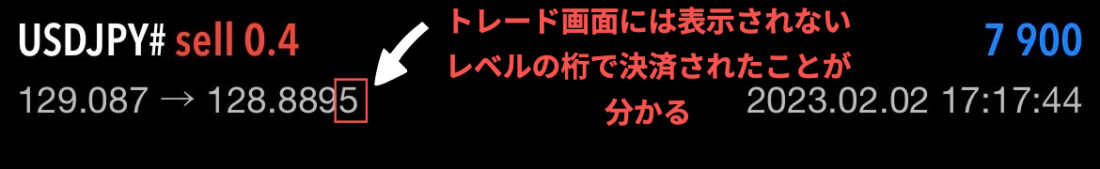 XM フラクショナル・ピップ価格設定 例